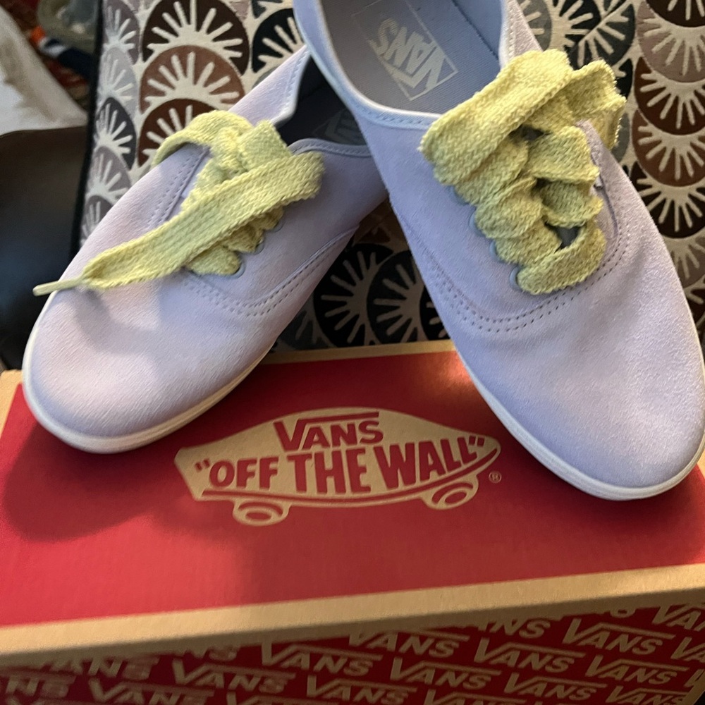 Vans Lavender Purple Authentic Lowpro Sneakers with Fat Lime Sherbet Laces